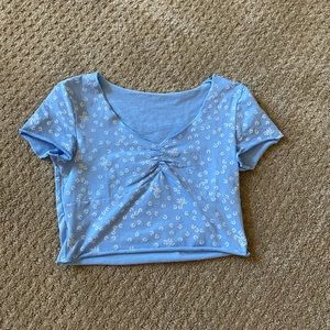 Shein V-neck lettuce trim tee